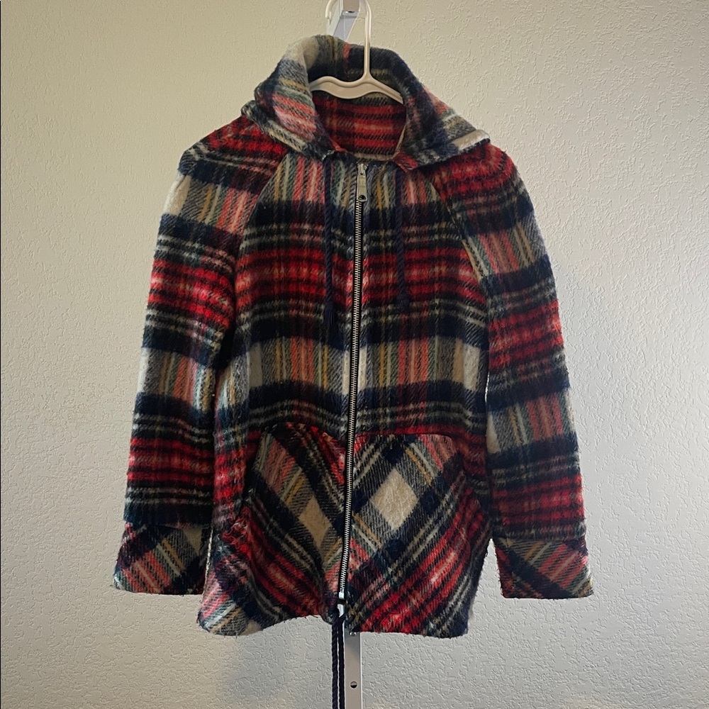 Cozy Plaid Teddy‎ Jacket in Red and Black